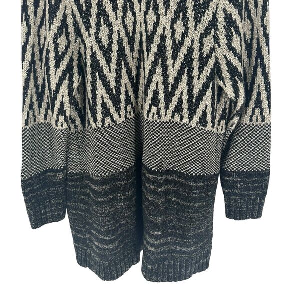 Lucky Brand Sweater Womens 1X Black Cardigan Wool Blend Open Front Long Boho - Picture 11 of 16